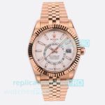 ES Factory Swiss Replica Rolex Sky-Dweller Rose Gold White Dial Jubilee Watch 42mm 